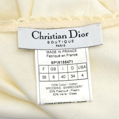 Christian Dior 2006 Floral T-shirt Sequins Beads Ivory #36