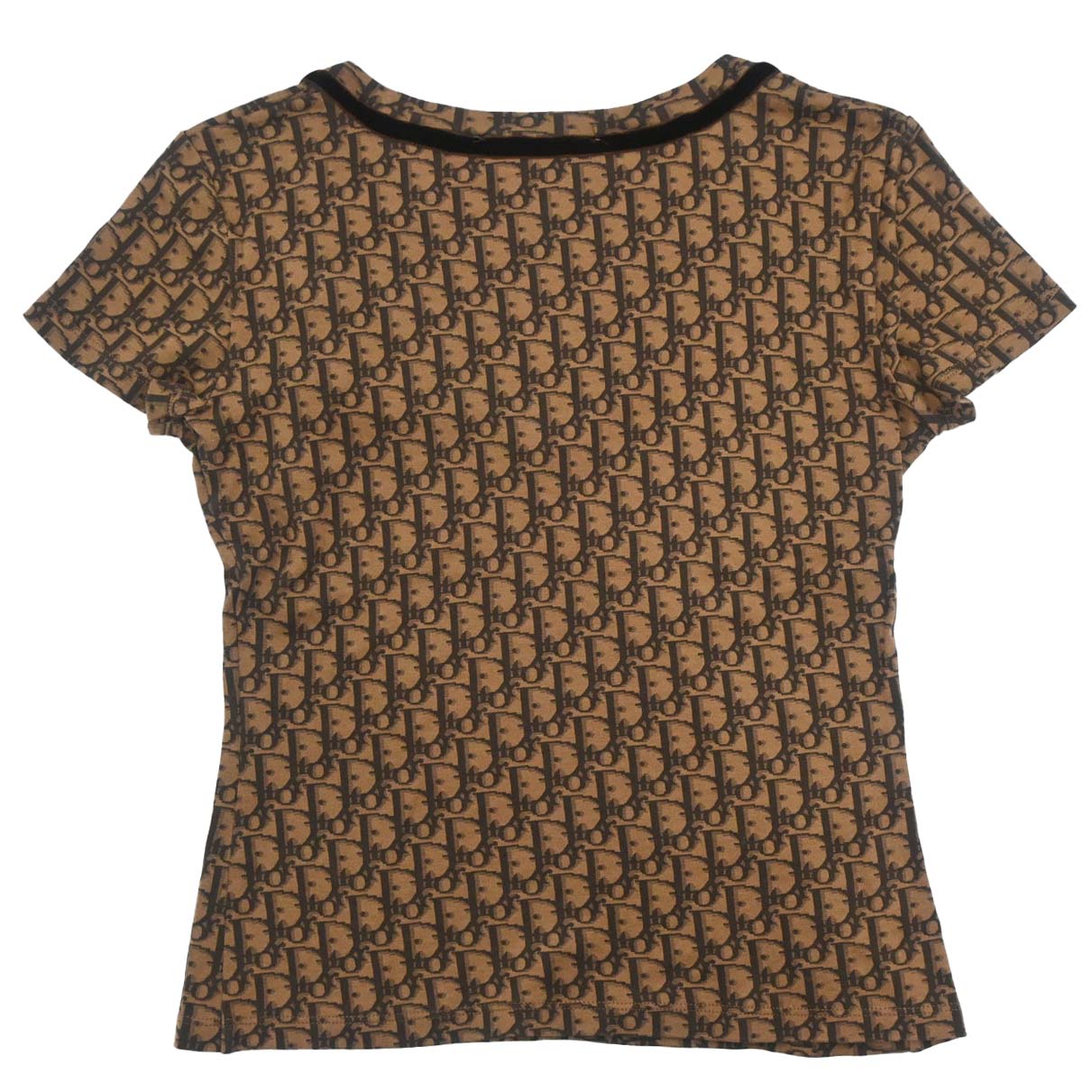 Christian Dior 2005 Romantic Trotter T-shirt Top Corsage Bow Brown #38