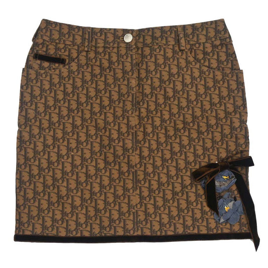 Christian Dior 2005 Romantic Trotter Bow Corsage Skirt Brown #36