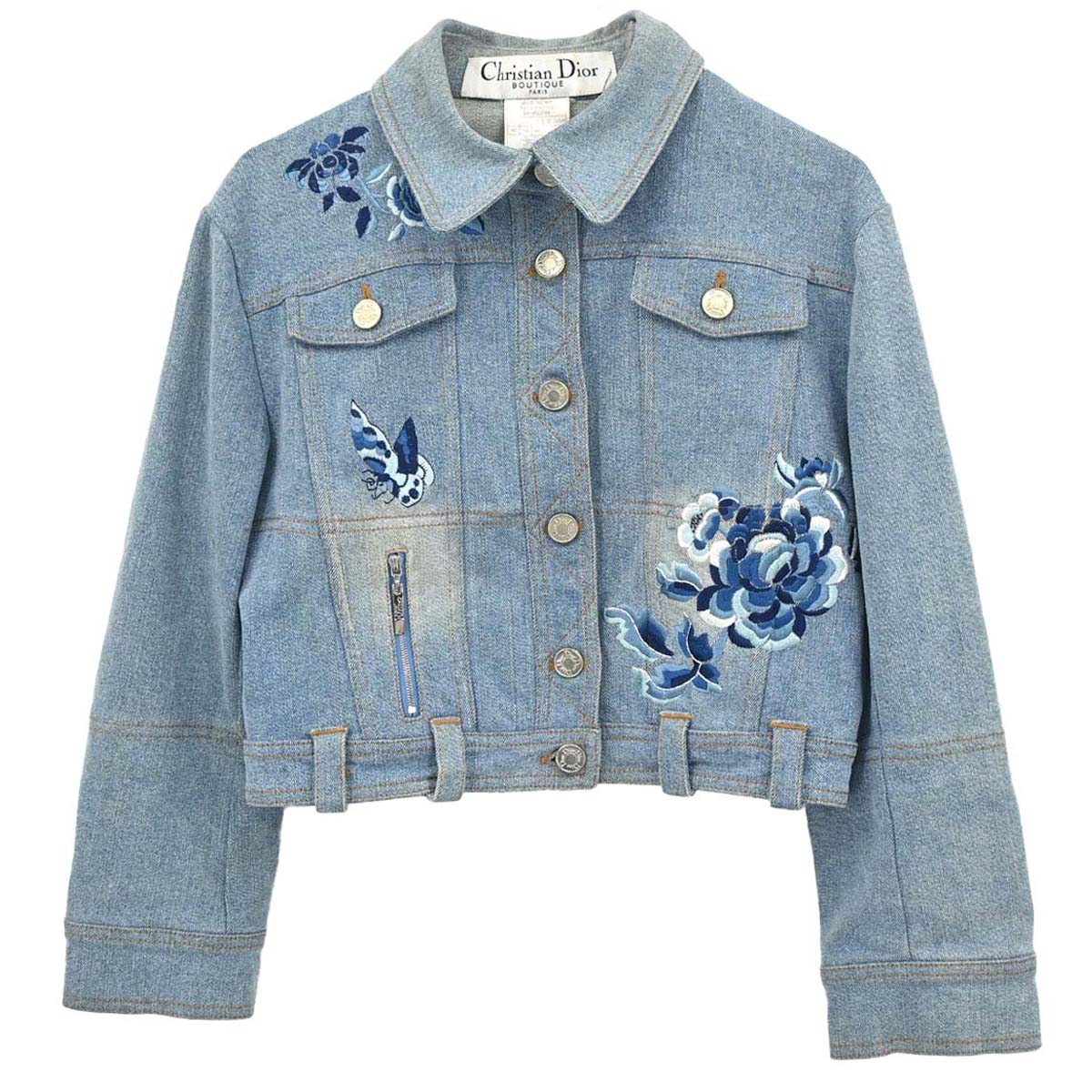 Christian Dior 2005 Embroidery Denim Jacket Light Blue #44