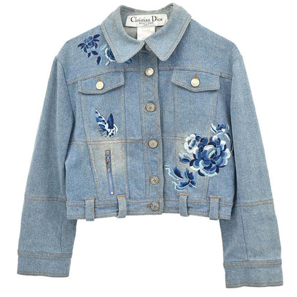 Christian Dior 2005 Embroidery Denim Jacket Light Blue #44
