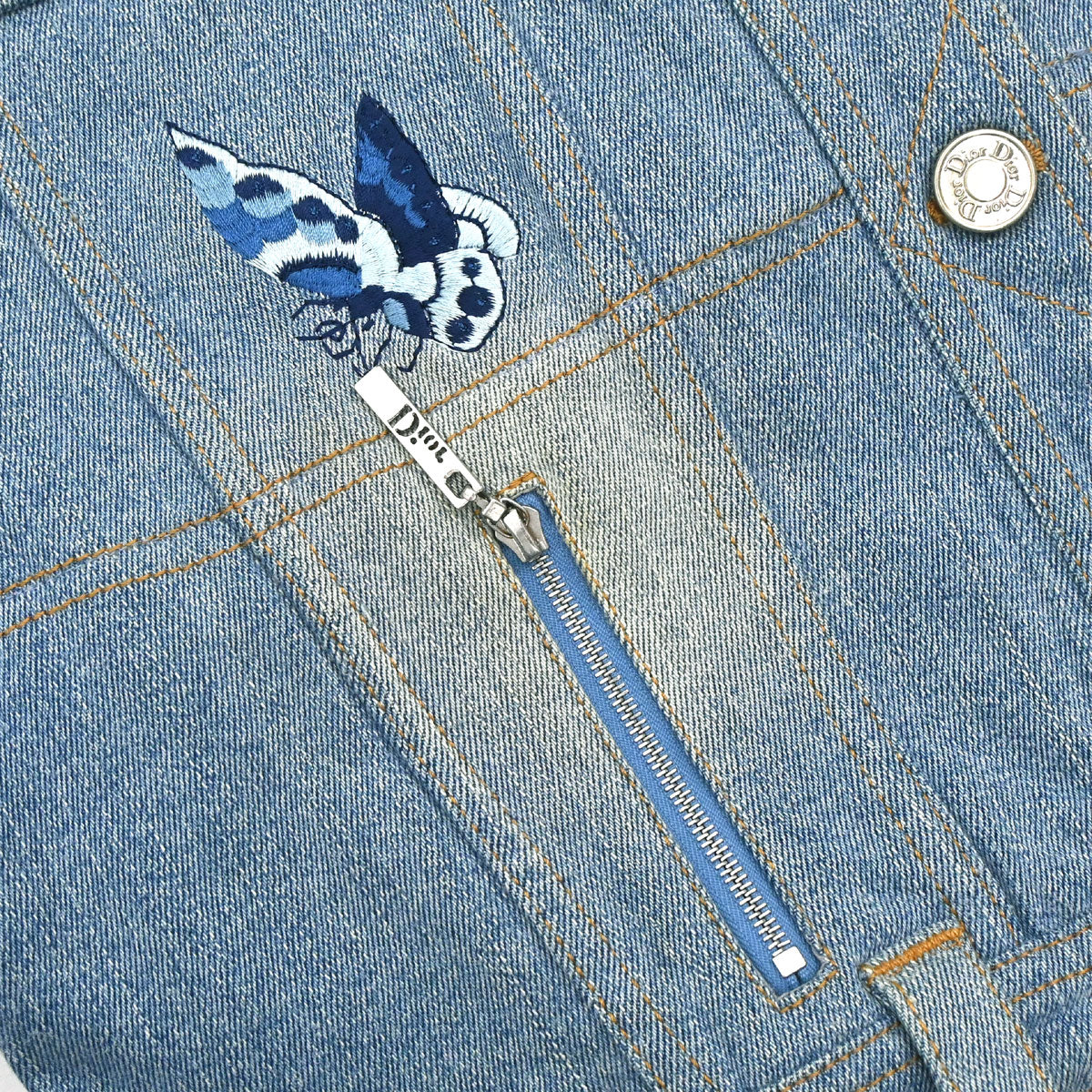 Christian Dior 2005 Embroidery Denim Jacket Light Blue #44