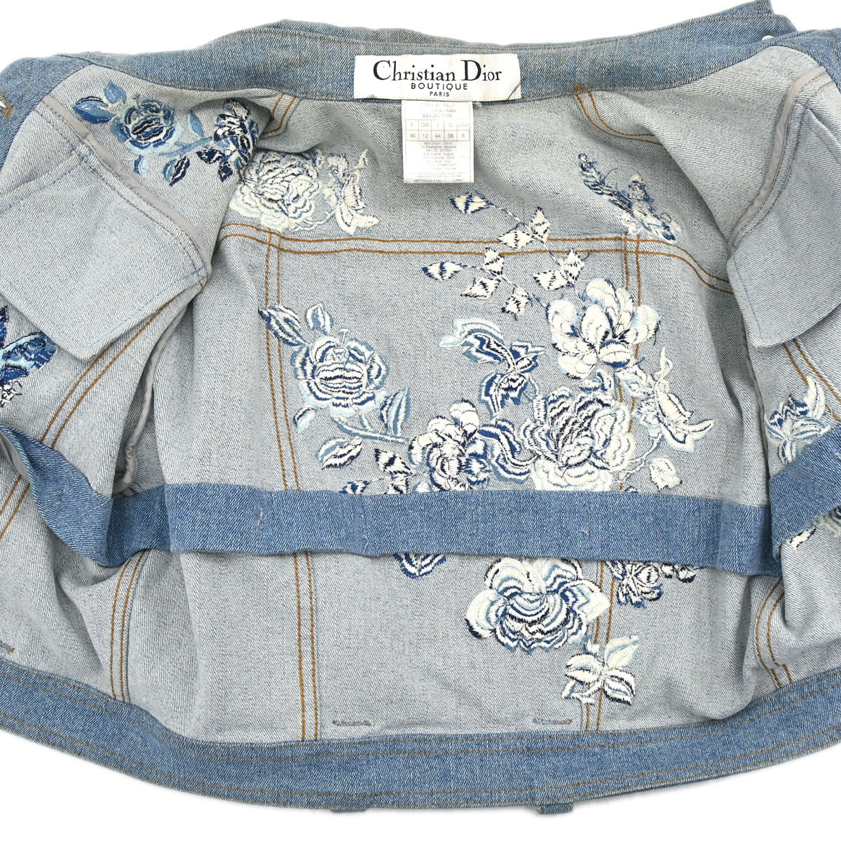 Christian Dior 2005 Embroidery Denim Jacket Light Blue #44