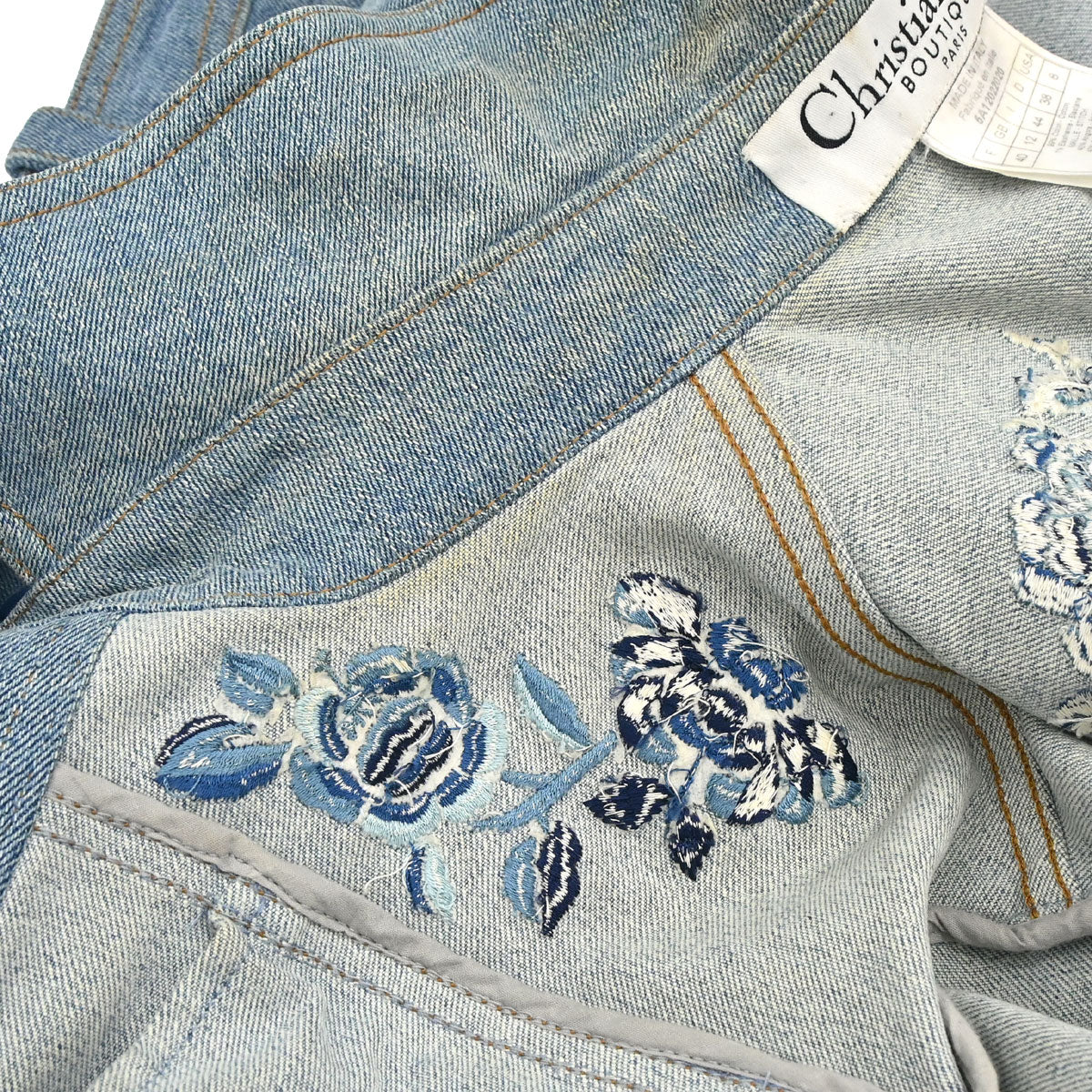 Christian Dior 2005 Embroidery Denim Jacket Light Blue #44