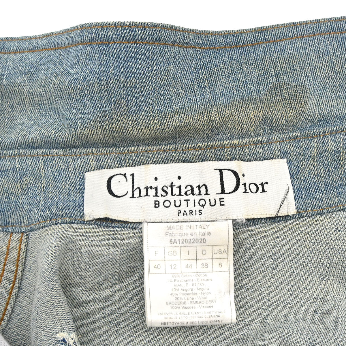 Christian Dior 2005 Embroidery Denim Jacket Light Blue #44