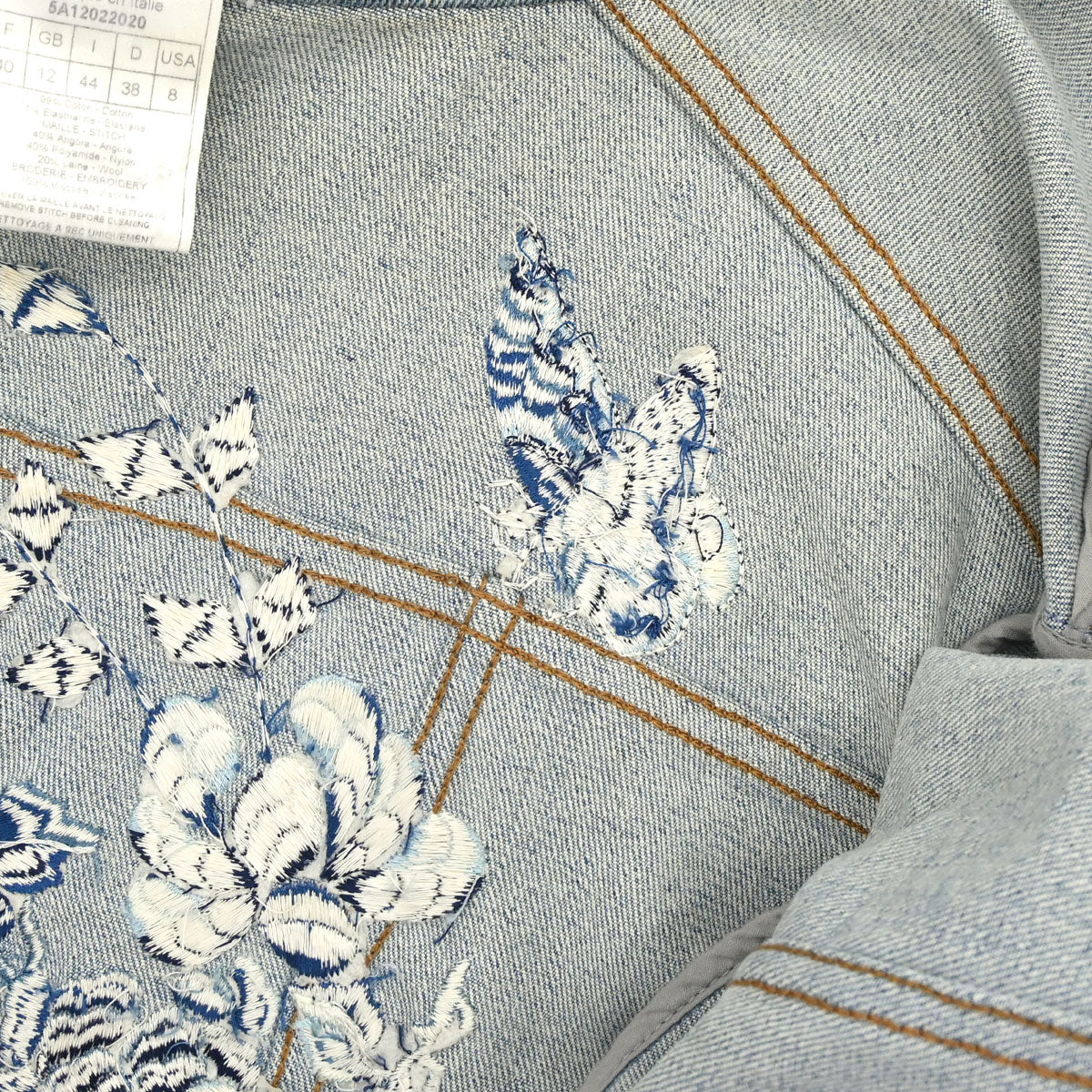 Christian Dior 2005 Embroidery Denim Jacket Light Blue #44