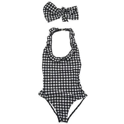 Chanel 2010 Swimwear Swimsuit Gingham Check Black #36