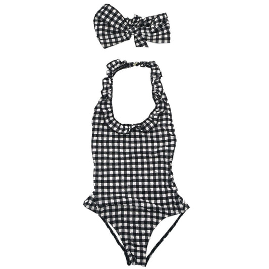 Chanel 2010 Swimwear Swimsuit Gingham Check Black #36