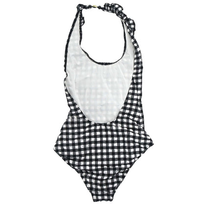 Chanel 2010 Swimwear Swimsuit Gingham Check Black #36