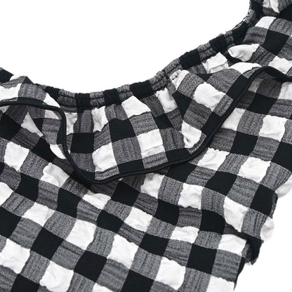 Chanel 2010 Swimwear Swimsuit Gingham Check Black #36