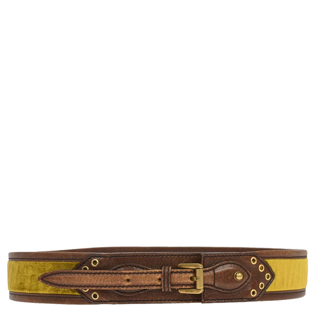 Gucci Brown Leather Velvet Belt #80/32 Small Good