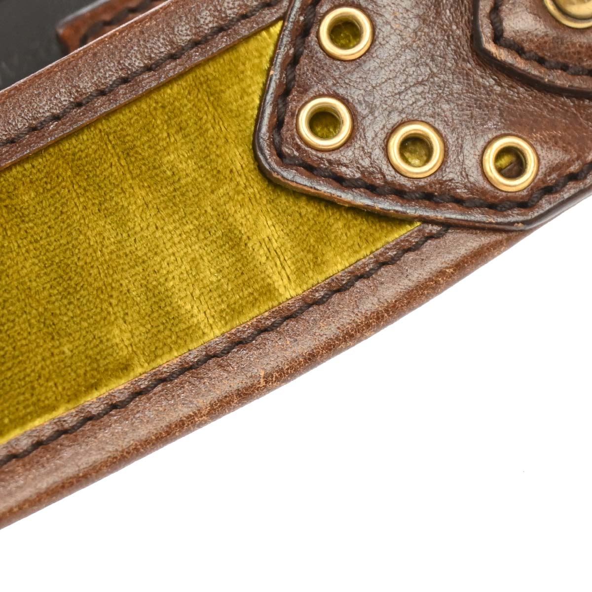 Gucci Brown Leather Velvet Belt #80/32 Small Good