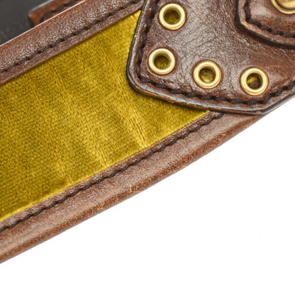 Gucci Brown Leather Velvet Belt #80/32 Small Good