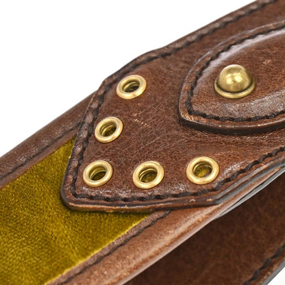 Gucci Brown Leather Velvet Belt #80/32 Small Good