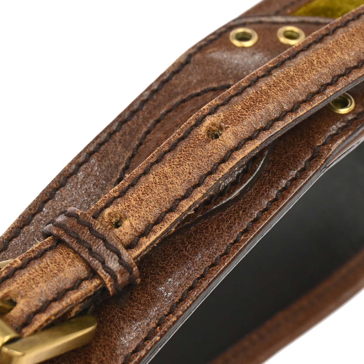 Gucci Brown Leather Velvet Belt #80/32 Small Good