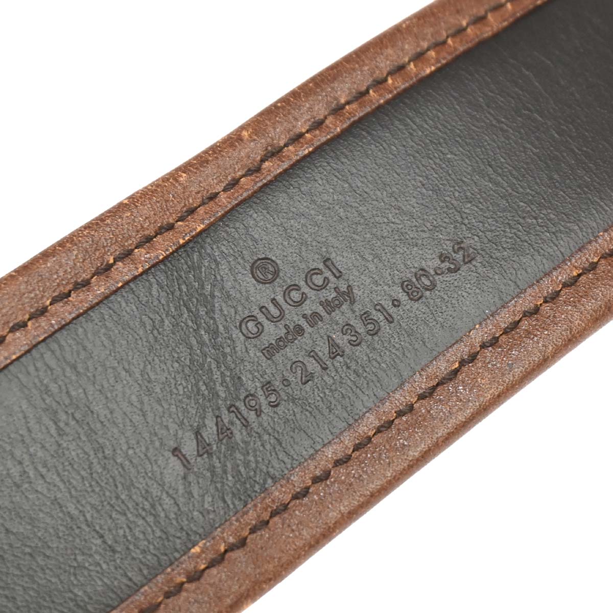 Gucci Brown Leather Velvet Belt #80/32 Small Good