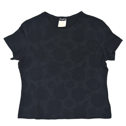 Chanel 1998 Short Sleeve Camellia CC Top Black #50
