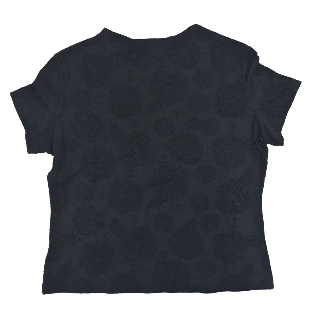 Chanel 1998 Short Sleeve Camellia CC Top Black #50