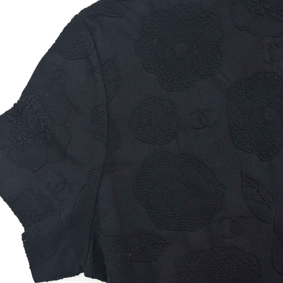 Chanel 1998 Short Sleeve Camellia CC Top Black #50