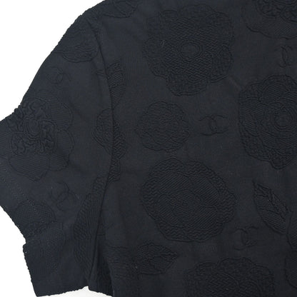 Chanel 1998 Short Sleeve Camellia CC Top Black #50