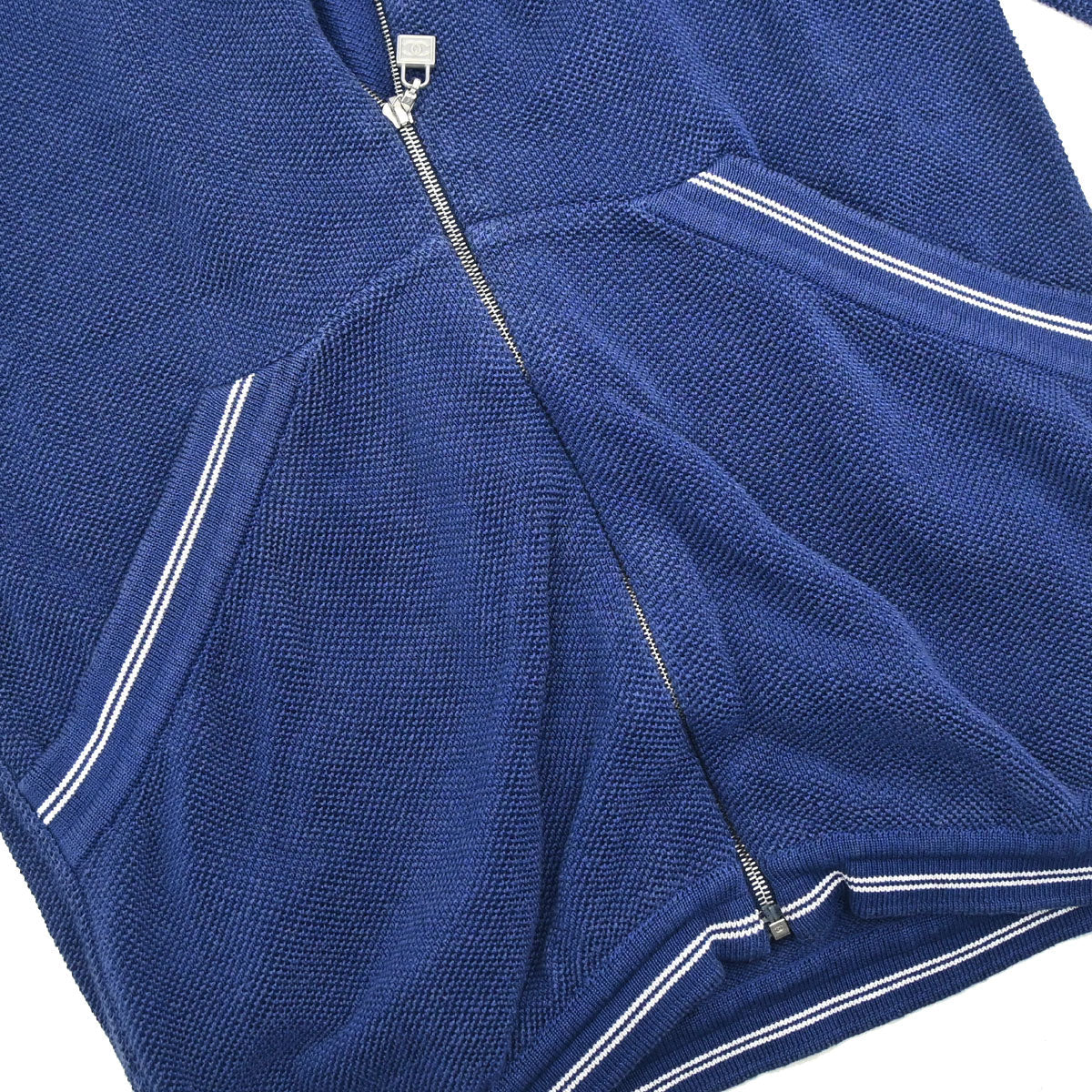 Chanel 2005 Sport Line Zip Up Hooded Tennis Jacket Navy #38