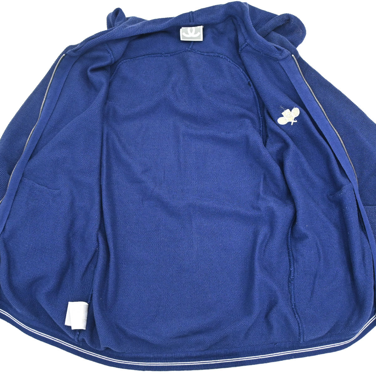 Chanel 2005 Sport Line Zip Up Hooded Tennis Jacket Navy #38
