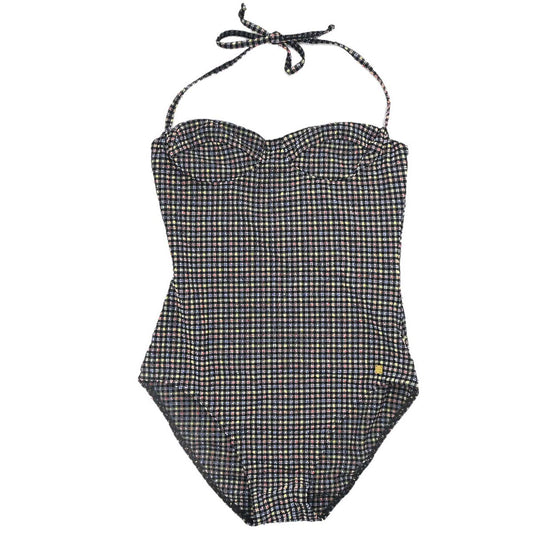 Chanel 2001 Swimwear Swimsuit Gingham Check Black #38