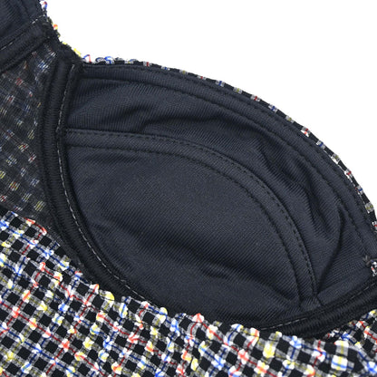 Chanel 2001 Swimwear Swimsuit Gingham Check Black #38