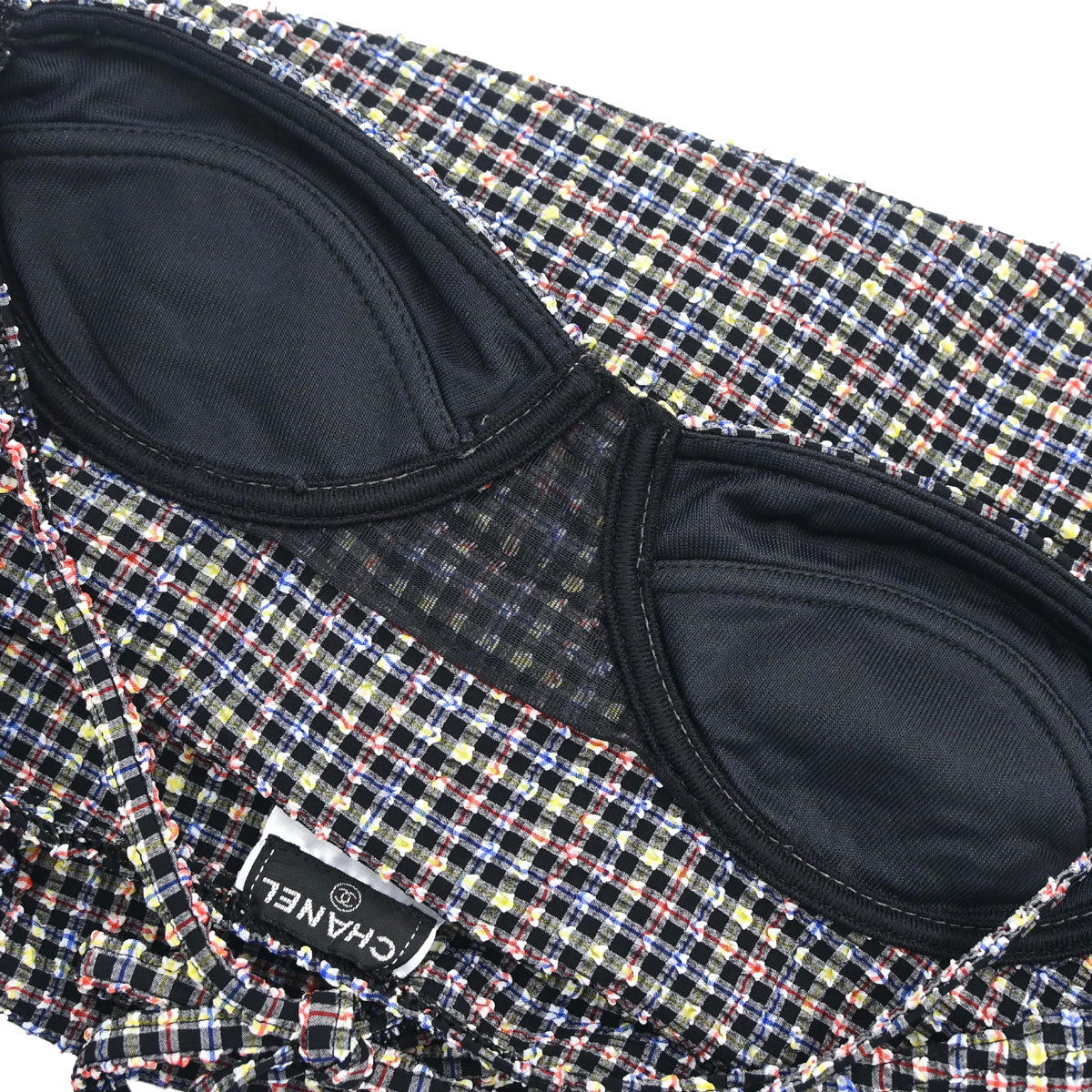 Chanel 2001 Swimwear Swimsuit Gingham Check Black #38