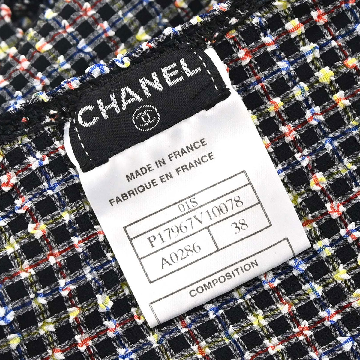 Chanel 2001 Swimwear Swimsuit Gingham Check Black #38