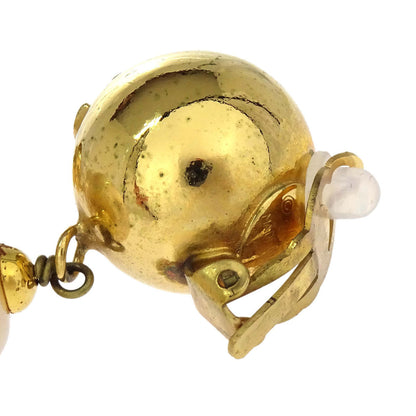 Chanel CC Logos Sphere Costume Pearl Dangle Clip-On Earrings 29