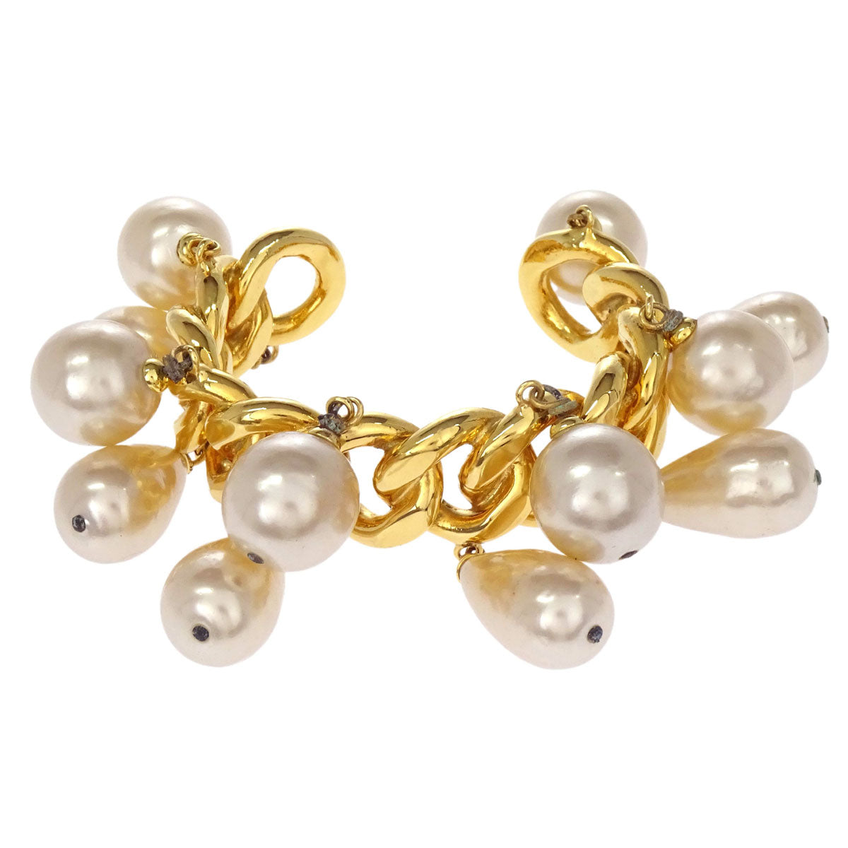 Chanel Gold Costume Pearl Bracelet Bangle Accessories 25