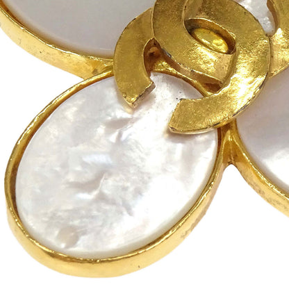Chanel Cross Brooch Pin Gold Shell 95A