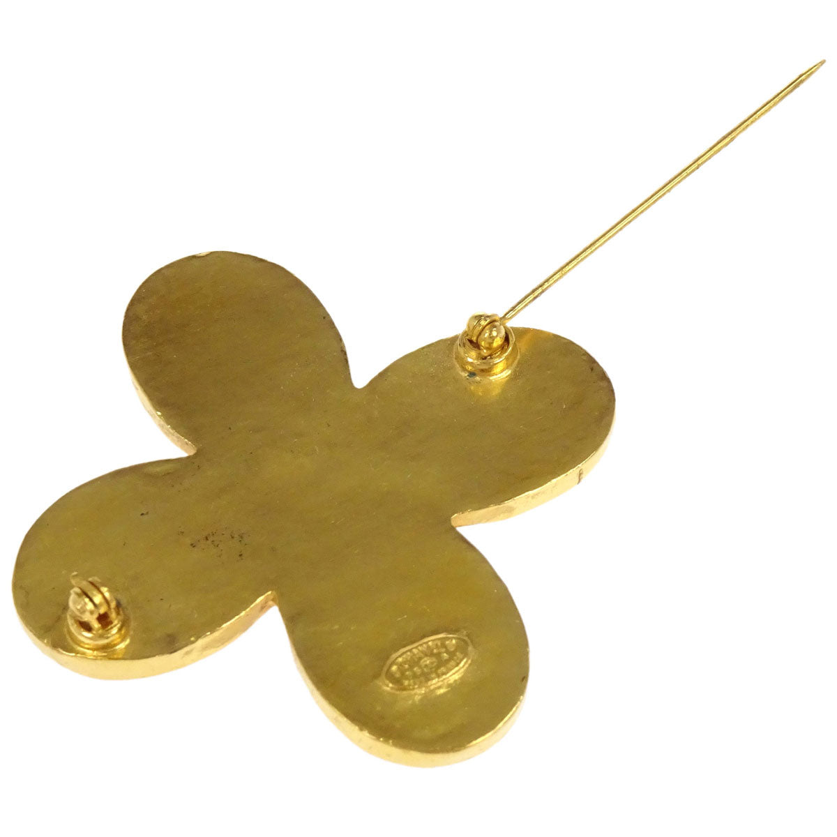 Chanel Cross Brooch Pin Gold Shell 95A