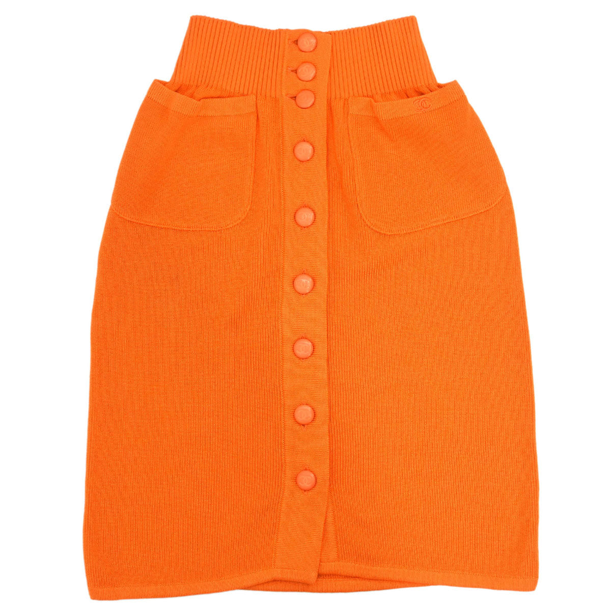 Chanel 1996 Button Up Skirt Orange #36