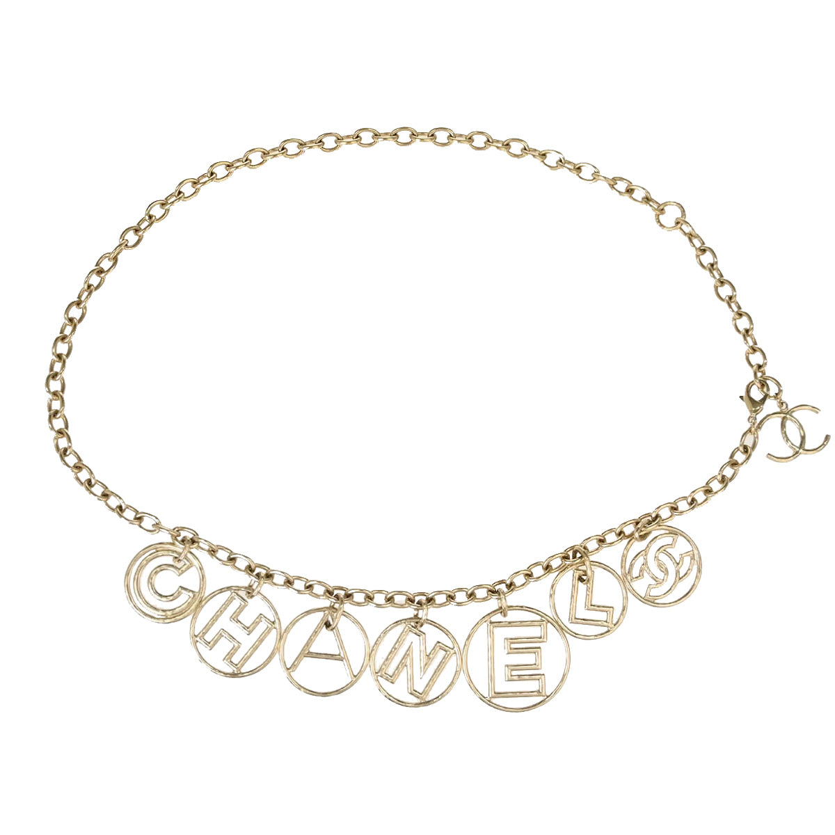Chanel Chain Belt Medallion Logo CC Gold B17C Small Good