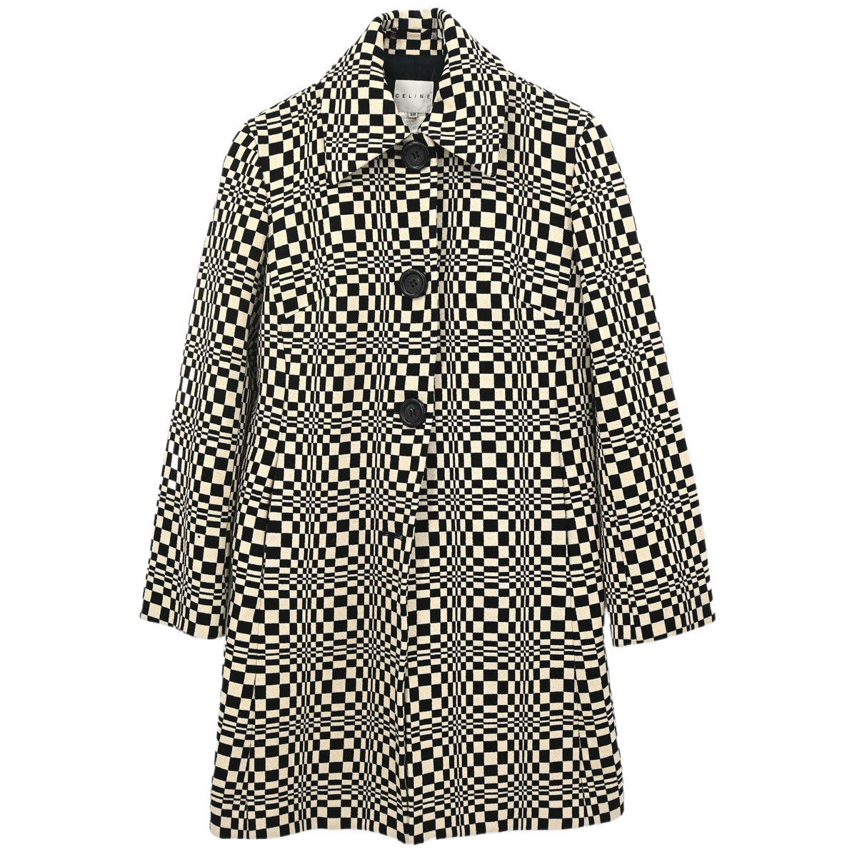 Celine Check Coat Black White #38
