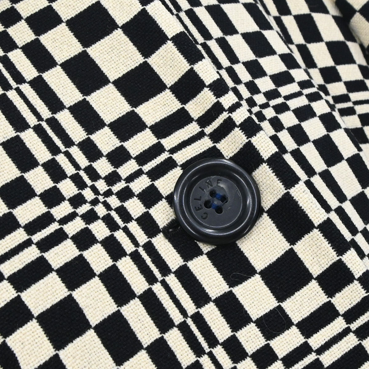Celine Check Coat Black White #38