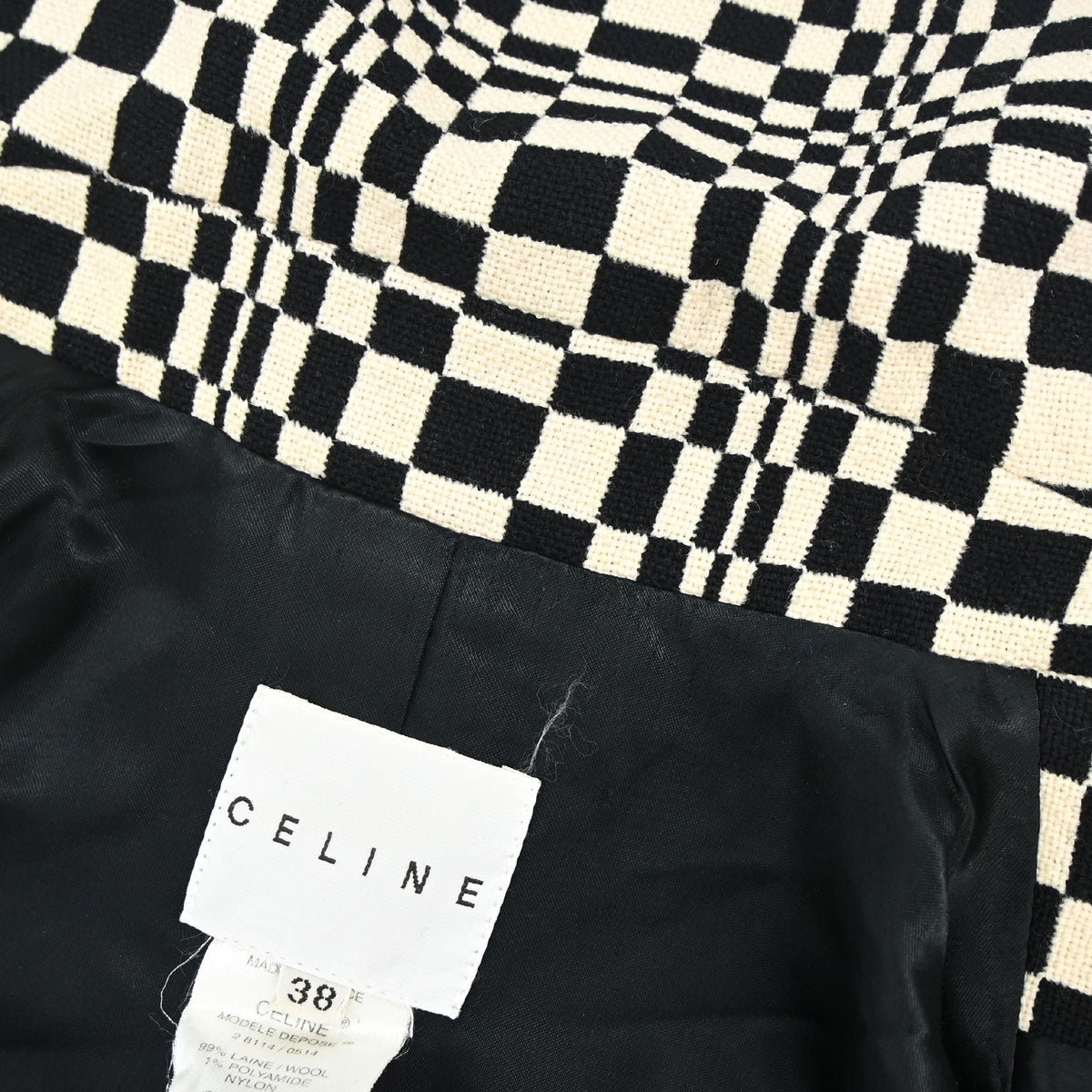 Celine Check Coat Black White #38