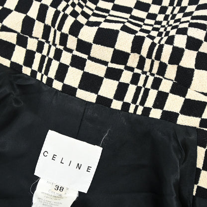 Celine Check Coat Black White #38