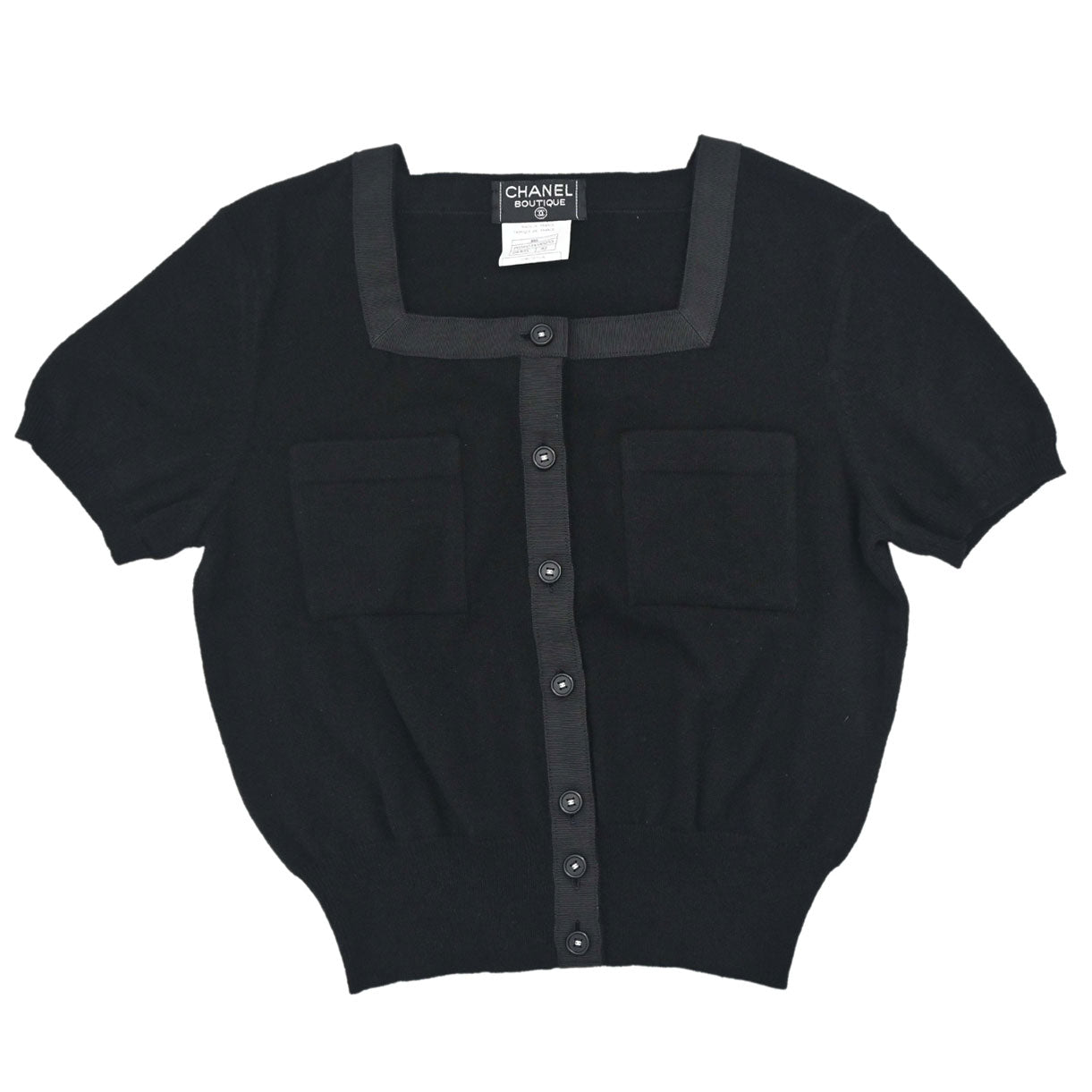 Chanel 1995 Short Sleeve Cardigan Black #42