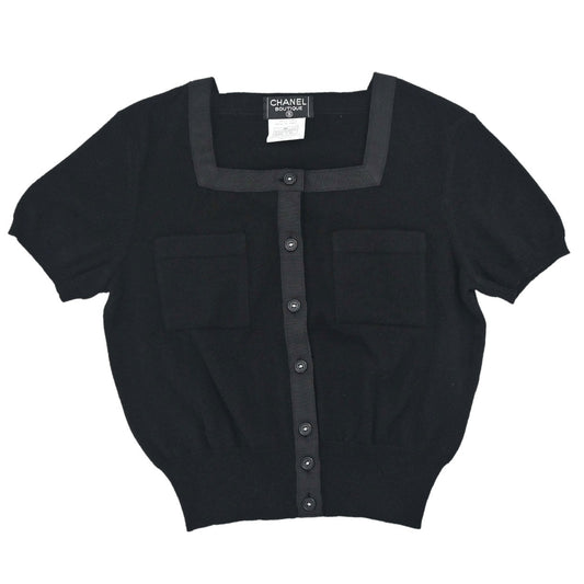 Chanel 1995 Short Sleeve Cardigan Black #42