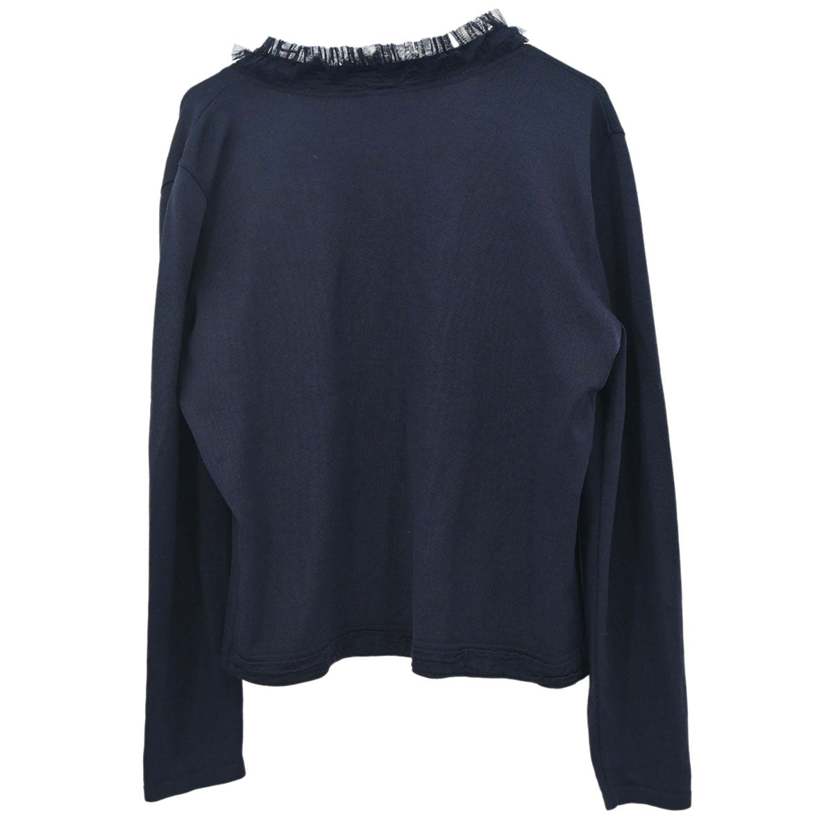 Chanel 2002 Cardigan Lace Rhinestone CC Navy #42