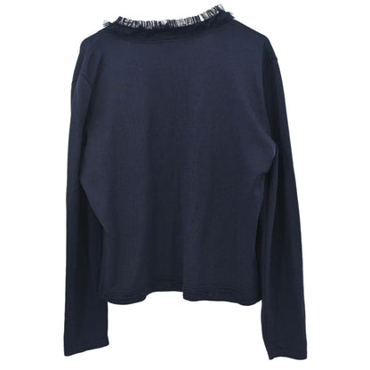 Chanel 2002 Cardigan Lace Rhinestone CC Navy #42