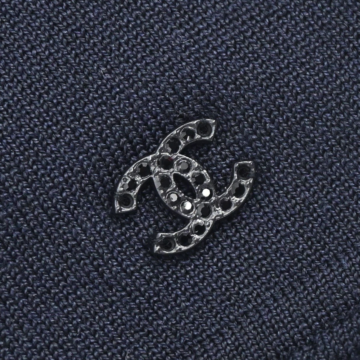 Chanel 2002 Cardigan Lace Rhinestone CC Navy #42