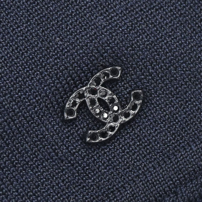 Chanel 2002 Cardigan Lace Rhinestone CC Navy #42