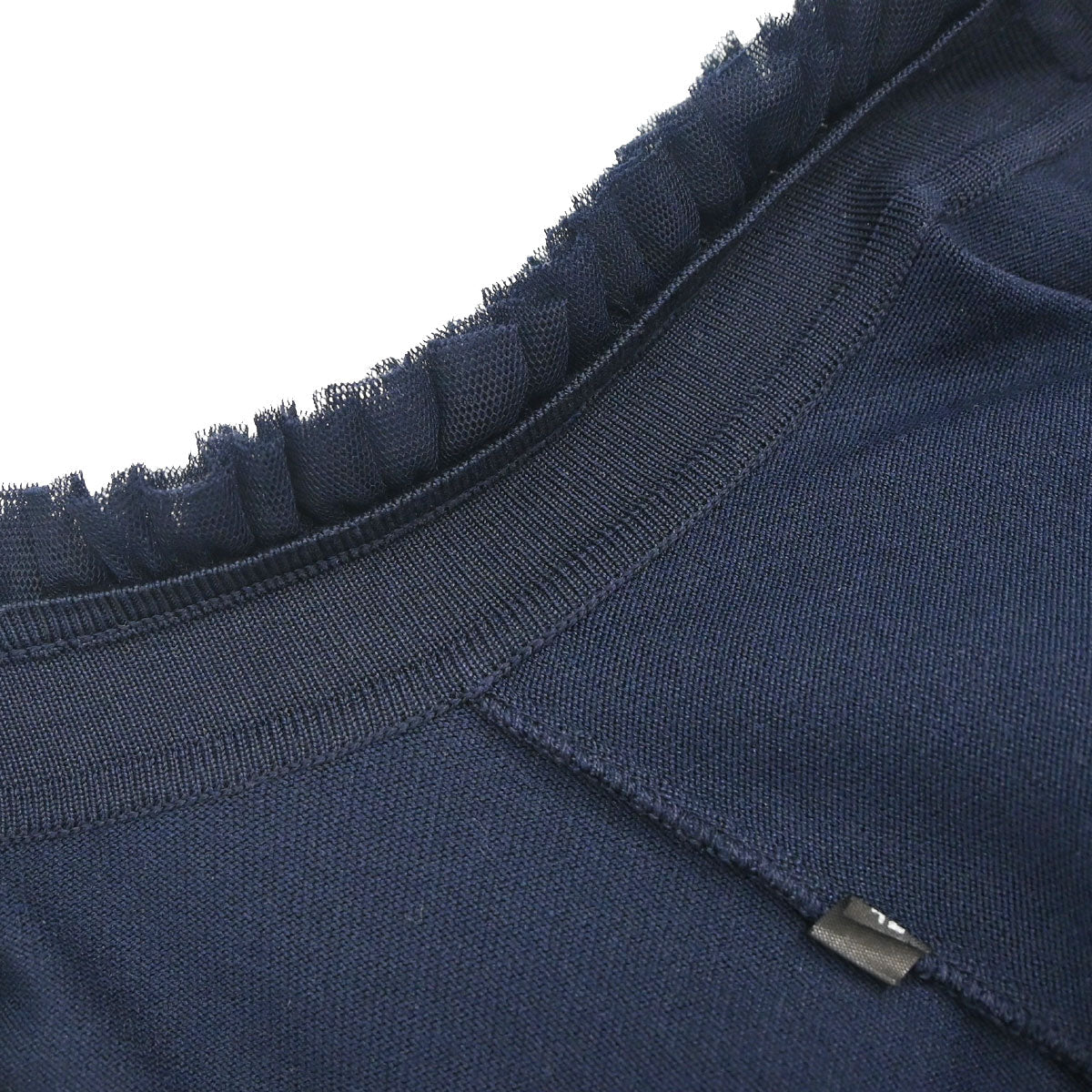 Chanel 2002 Cardigan Lace Rhinestone CC Navy #42