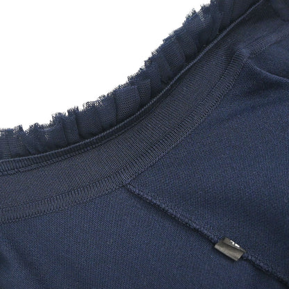 Chanel 2002 Cardigan Lace Rhinestone CC Navy #42