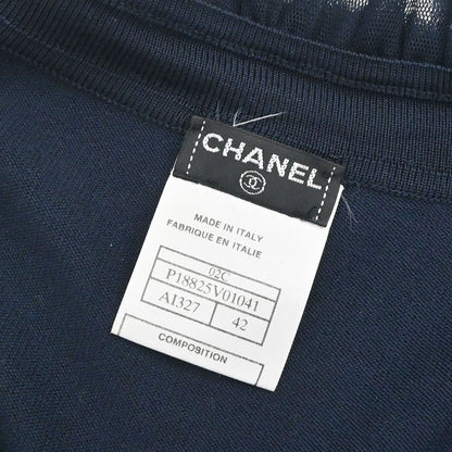 Chanel 2002 Cardigan Lace Rhinestone CC Navy #42