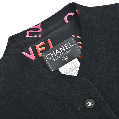 Chanel 1996 Single Breasted Collarless Jacket Black #40